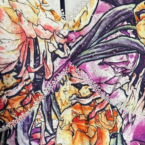 Marchesa Notte Floral Eyelet High Low Midi Dress Size 16 - Picture 7 of 16